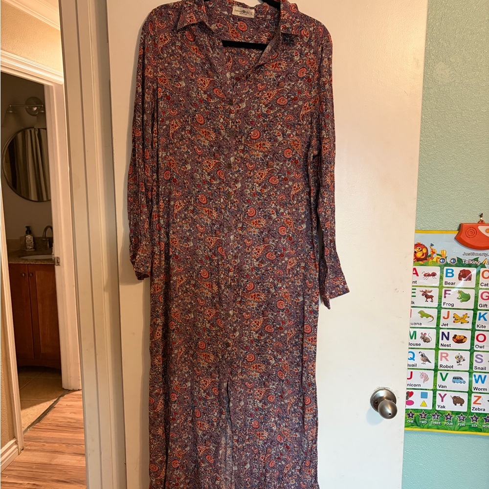 NATURAL LIFE Long Sleeve Paisley Maxi Dress - Purple Multi